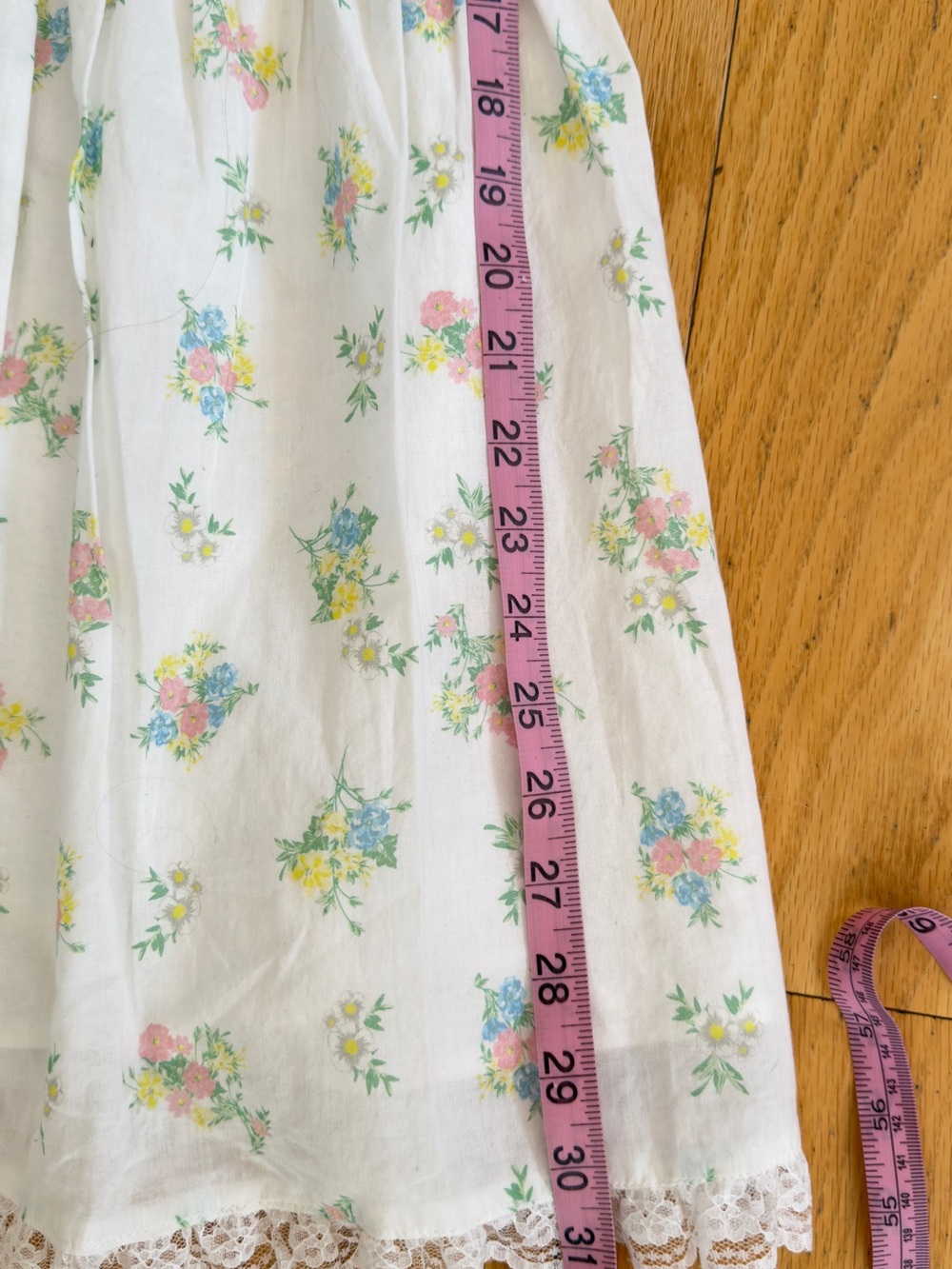 For Love & Lemons Sage Floral Mini Dress with Blue Trim and lace - Picture 5 of 6